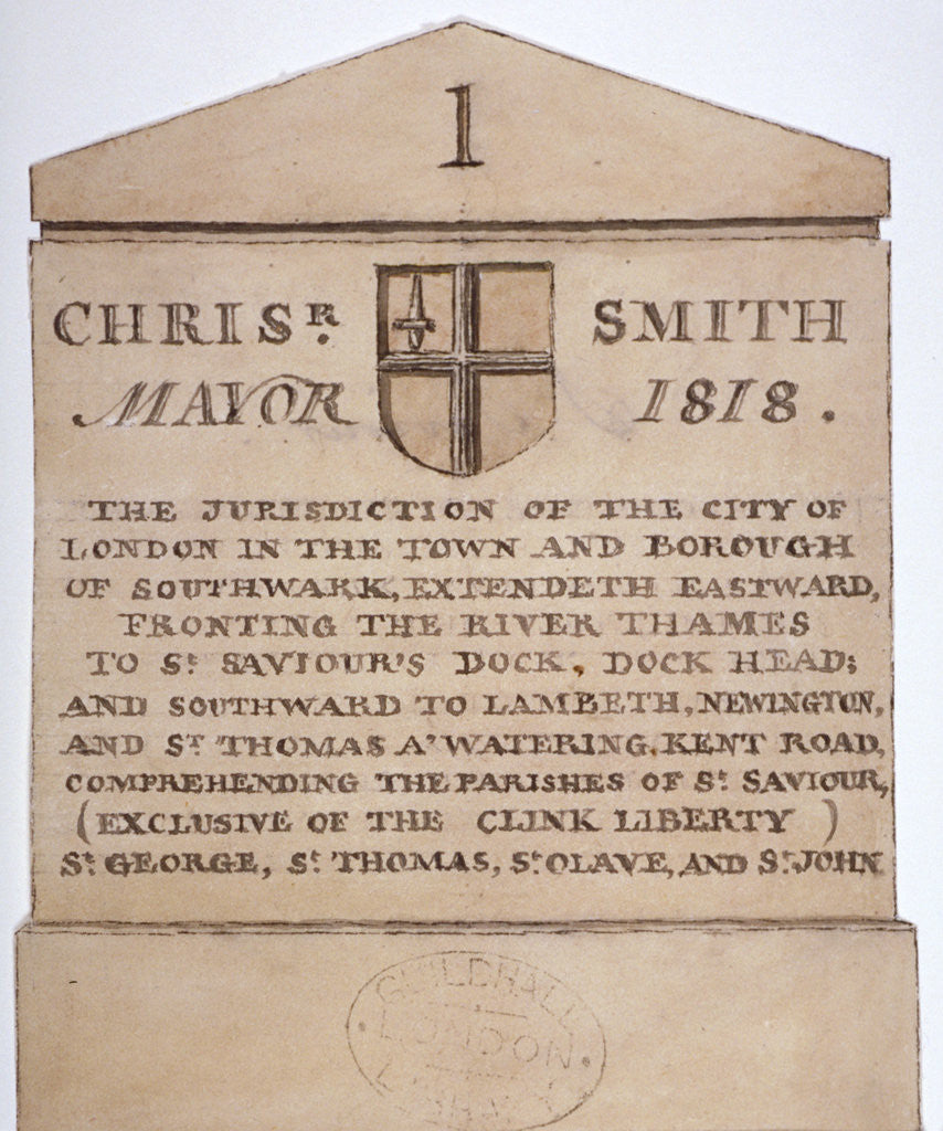Boundary stone between the City of London and the borough of Southwark, London by Anonymous