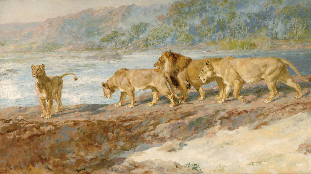 Detail of On the bank of an African river by Briton Riviere