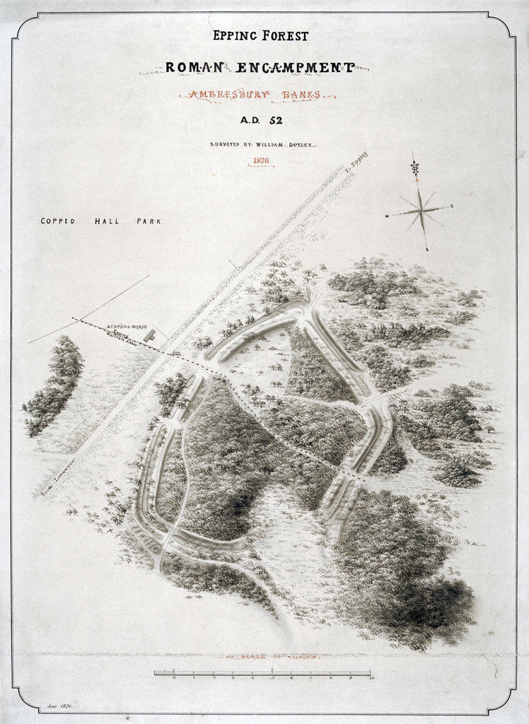 Detail of Roman encampment in Epping Forest, Essex by William d'Oyley