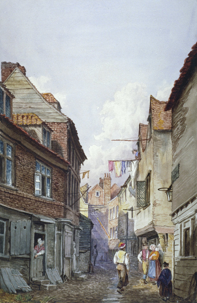 Detail of View of figures in Glean Alley, Bermondsey, London by W Barker