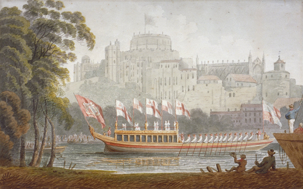 Detail of City of London State Barge moving up the River Thames, Windsor, Berkshire by Anonymous