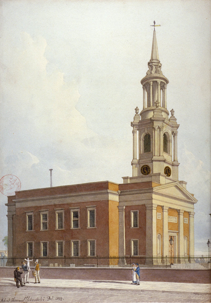 North-west view of St Paul's Church, Shadwell, London by Robert Blemmell Schnebbelie