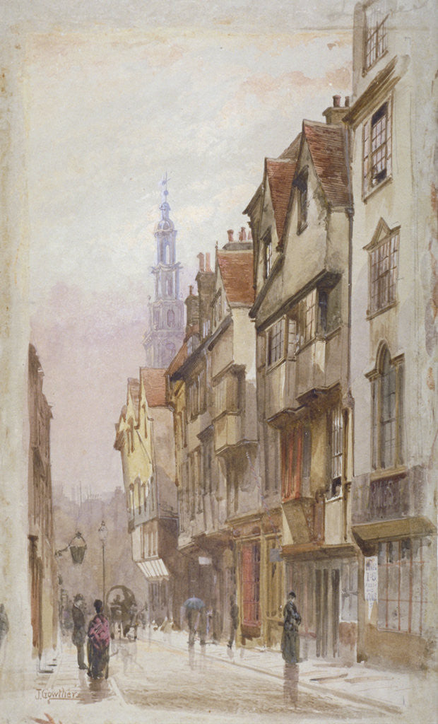 Detail of View of Wych Street, Westminster, looking east from New Inn gateway, London by John Crowther