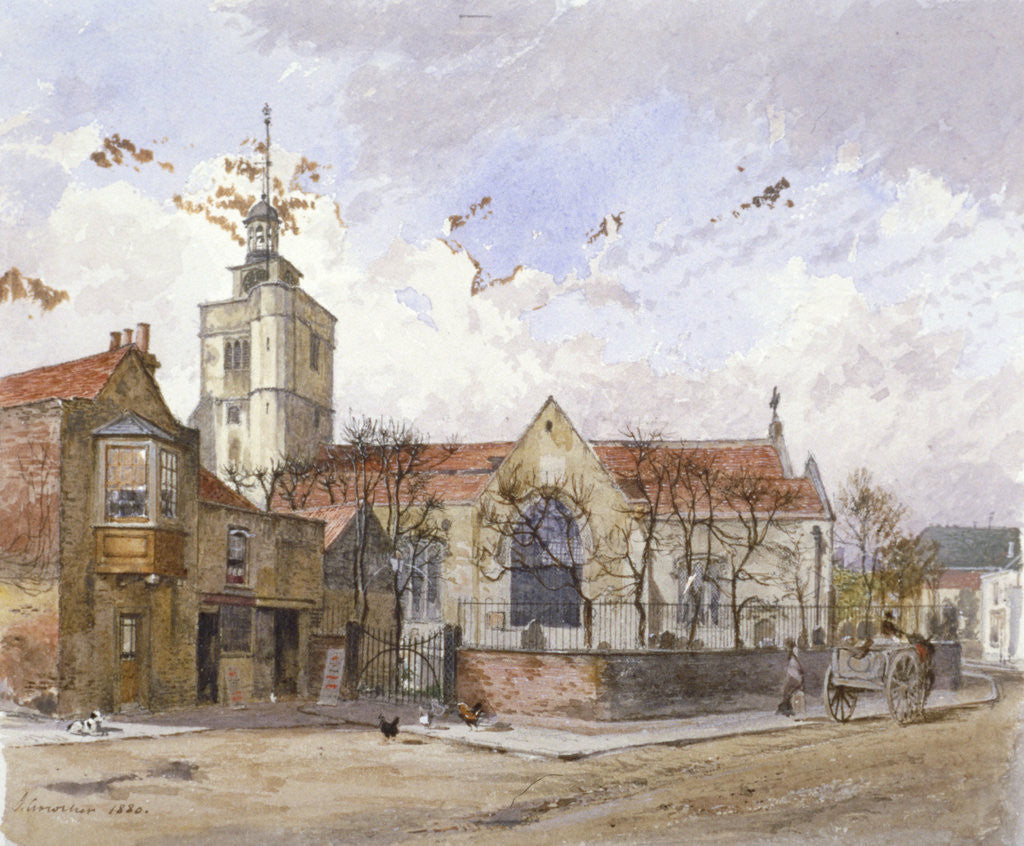 Detail of View of St Paul's Church, Hammersmith, London by John Crowther