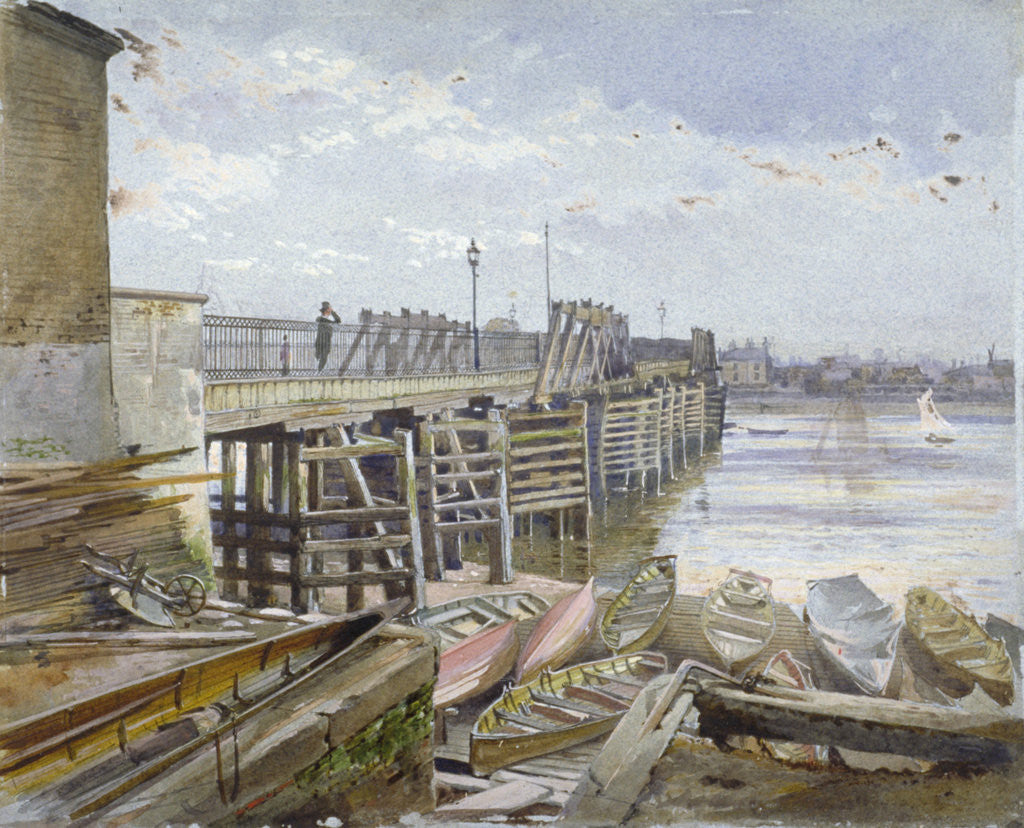 Detail of View of Battersea Bridge looking across the River Thames, London by John Crowther