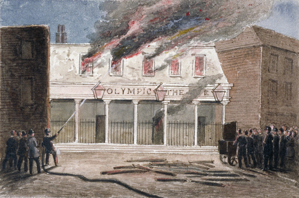 Detail of Fire at the Olympic Theatre, Wych Street, Westminster, London by J Maund