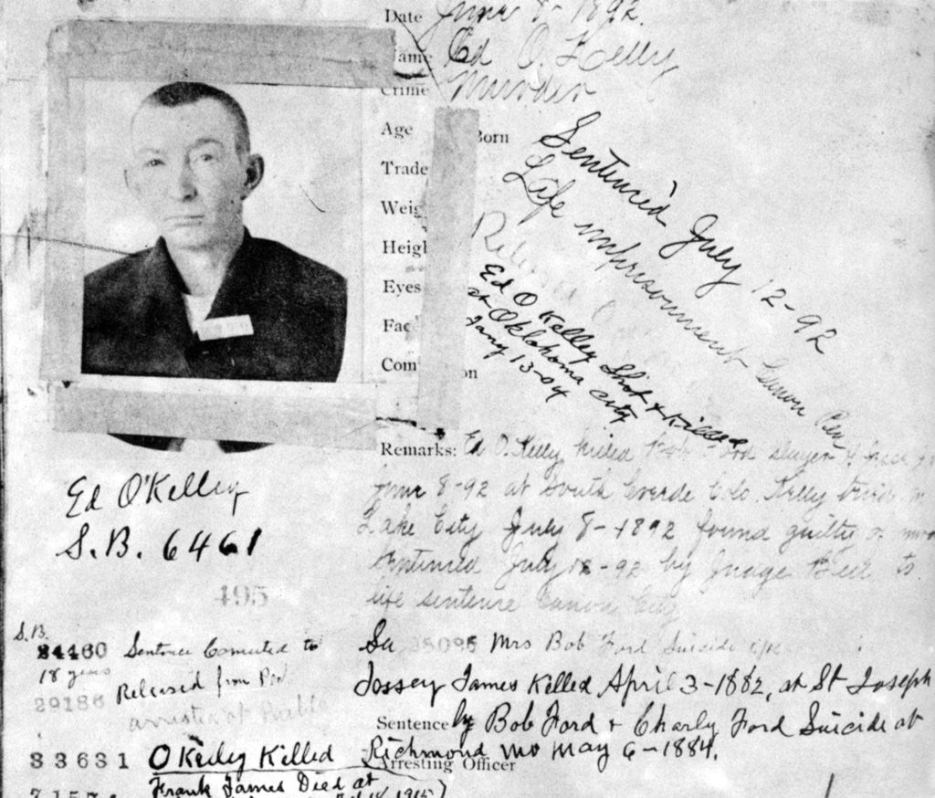 Detail of The blotter on the man who killed Robert Ford by Anonymous