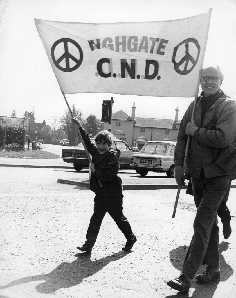 Detail of CND demo, Horley, Surrey, c1968 by Tony Boxall