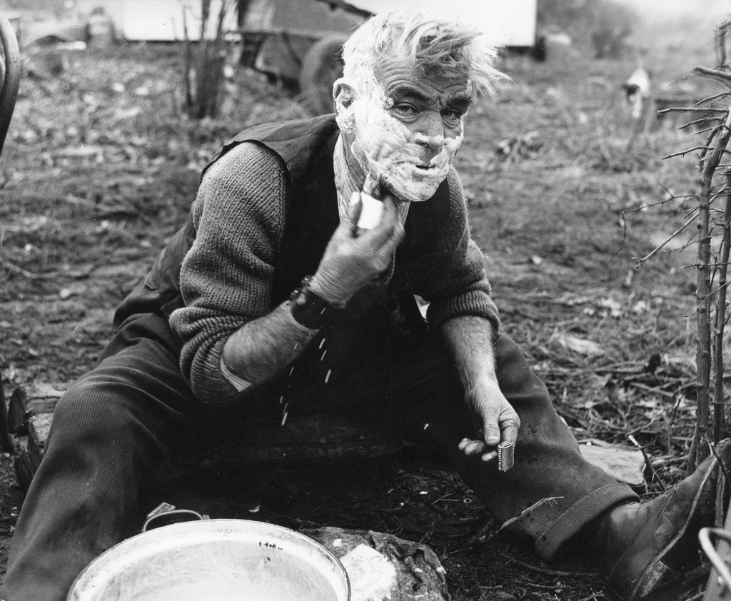 Detail of Gypsy man shaving, 1960s by Tony Boxall