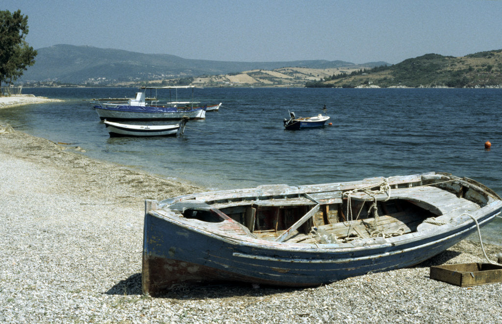 Detail of Harbour, Ligia, Levkas, Greece by Tony Boxall