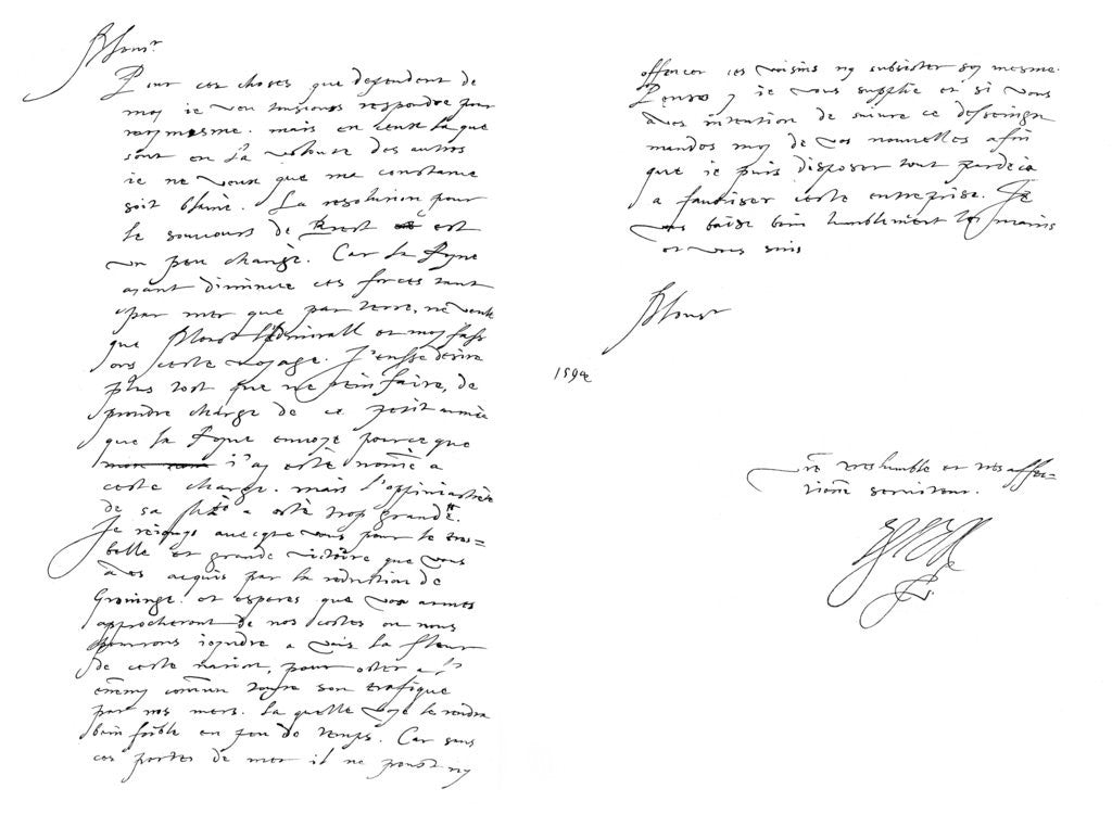 Detail of Letter by Robert Devereux, Earl of Essex, to Maurice, Prince of Orange by Frederick George Netherclift