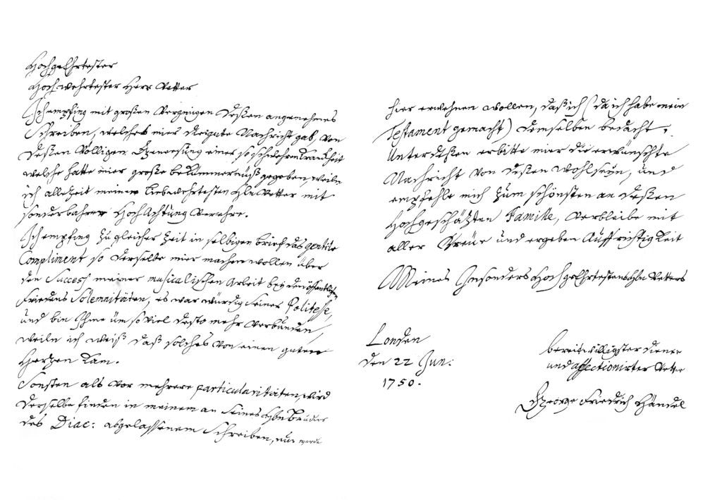 Detail of Letter by George Frideric Handel by Frederick George Netherclift