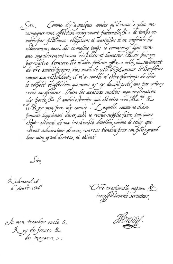 Detail of Letter by Henry Frederick, Prince of Wales, to King Henry IV of France by Frederick George Netherclift