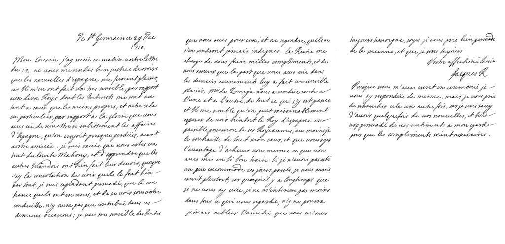 Detail of Letter by James Francis Edward Stuart (the 'Old Pretender') to the Duc de Vendome by Frederick George Netherclift