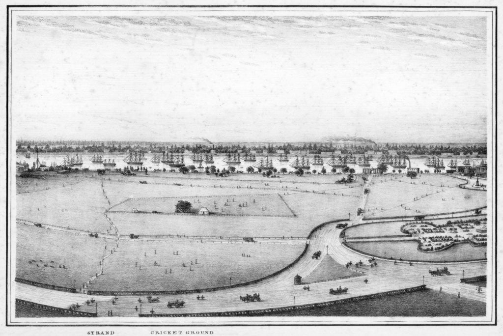 Detail of Strand and cricket ground, panorama of Calcutta, India by Frederick Fiebig