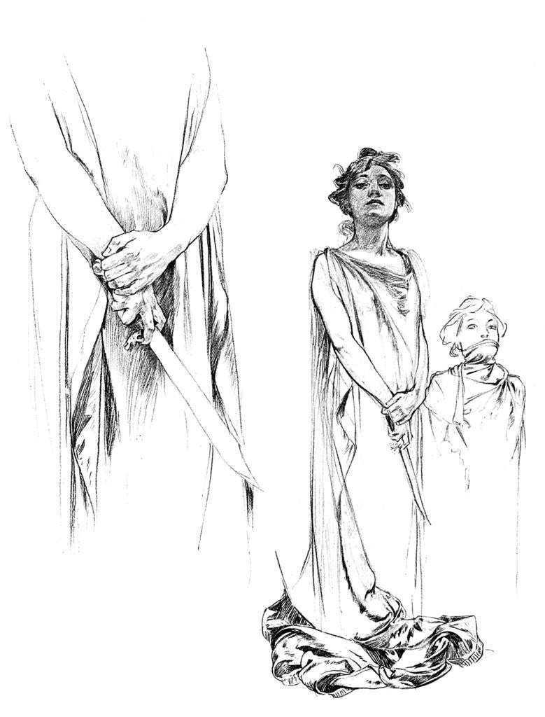 Detail of Studies in pencil for the Medee poster by Anonymous