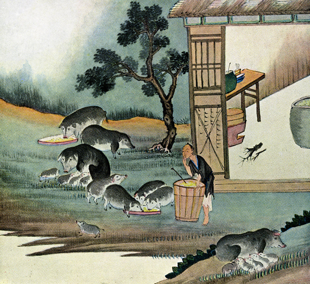 Detail of He Sent Him into His Fields to Feed Swine by Anonymous