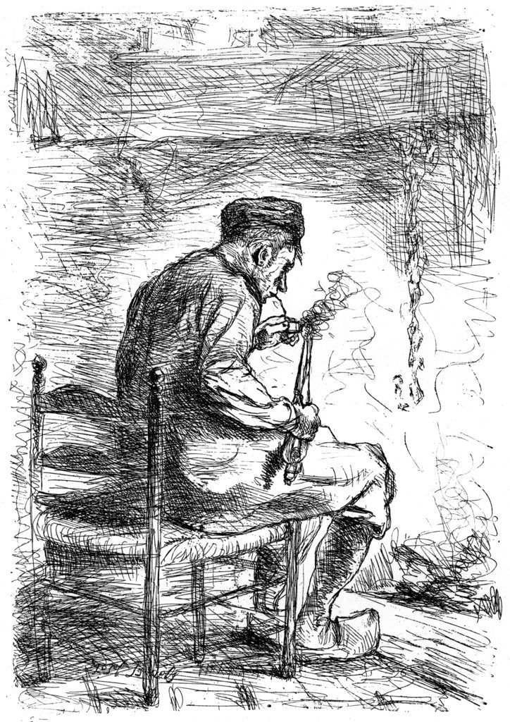 Detail of The Smoker by Jozef Israels