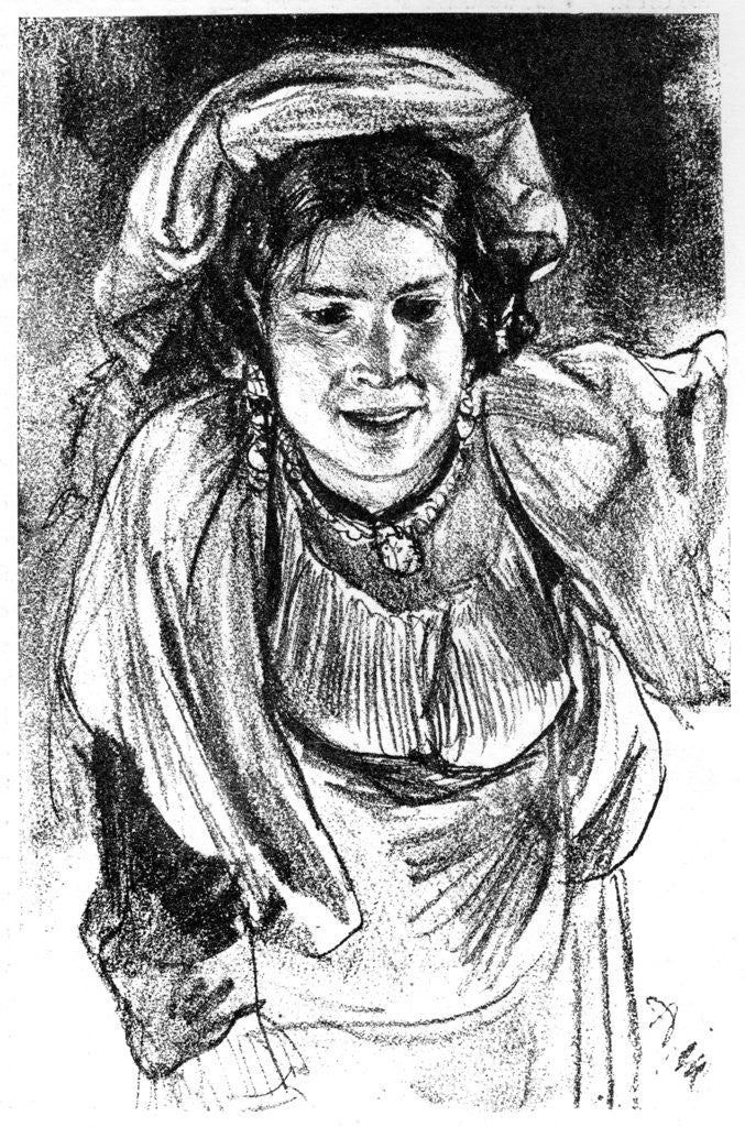 Detail of Study of an Italian Girl by Adolph Menzel