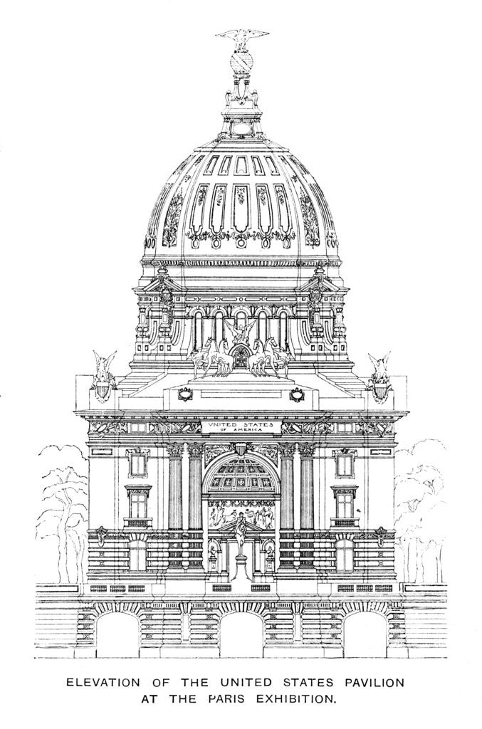 Detail of Elevation of the United States Pavilion at the Paris Exhibition by Anonymous