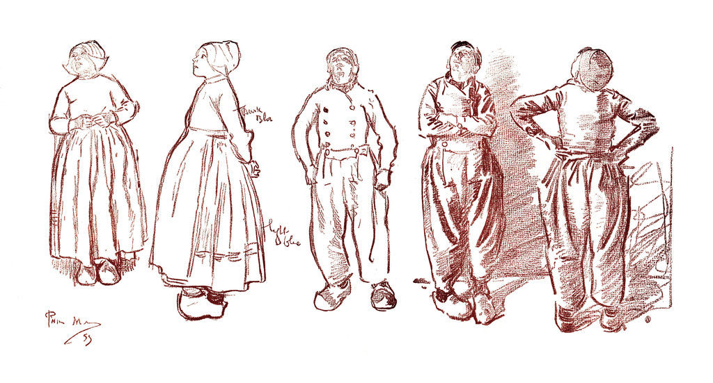 Detail of Sketches in Volendam, Holland by Anonymous