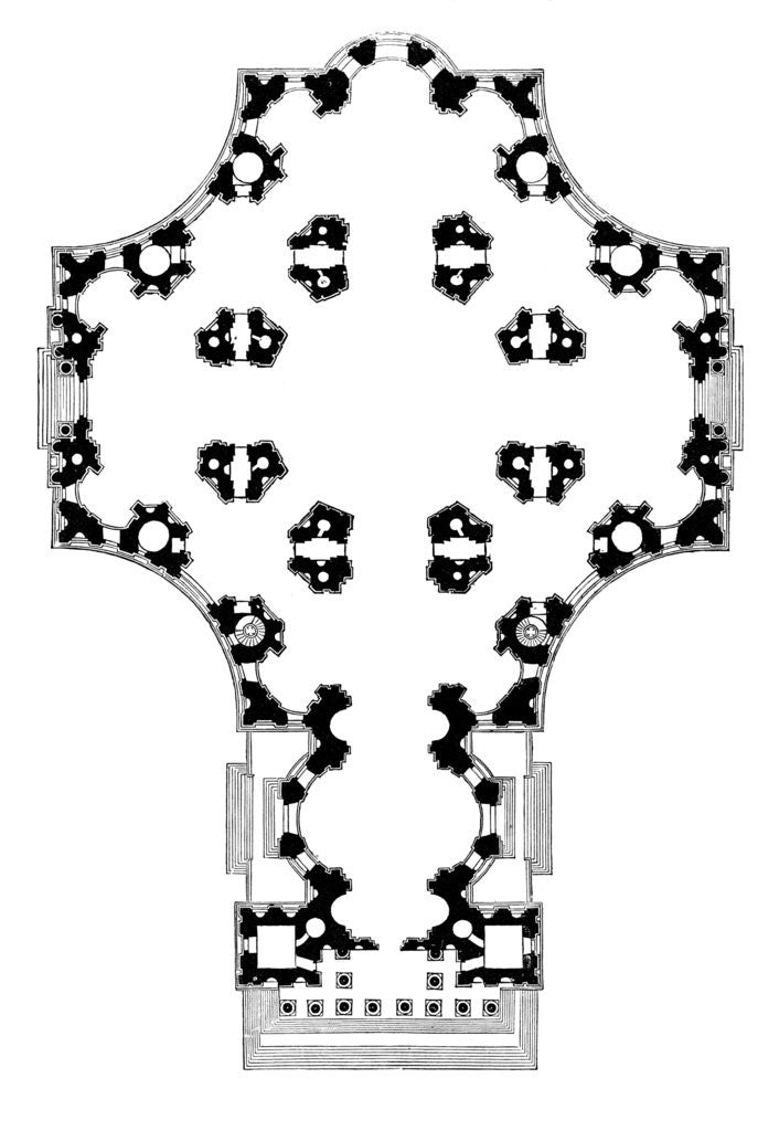 Detail of Ground plan of St Paul's Cathedral, London, second design by Anonymous