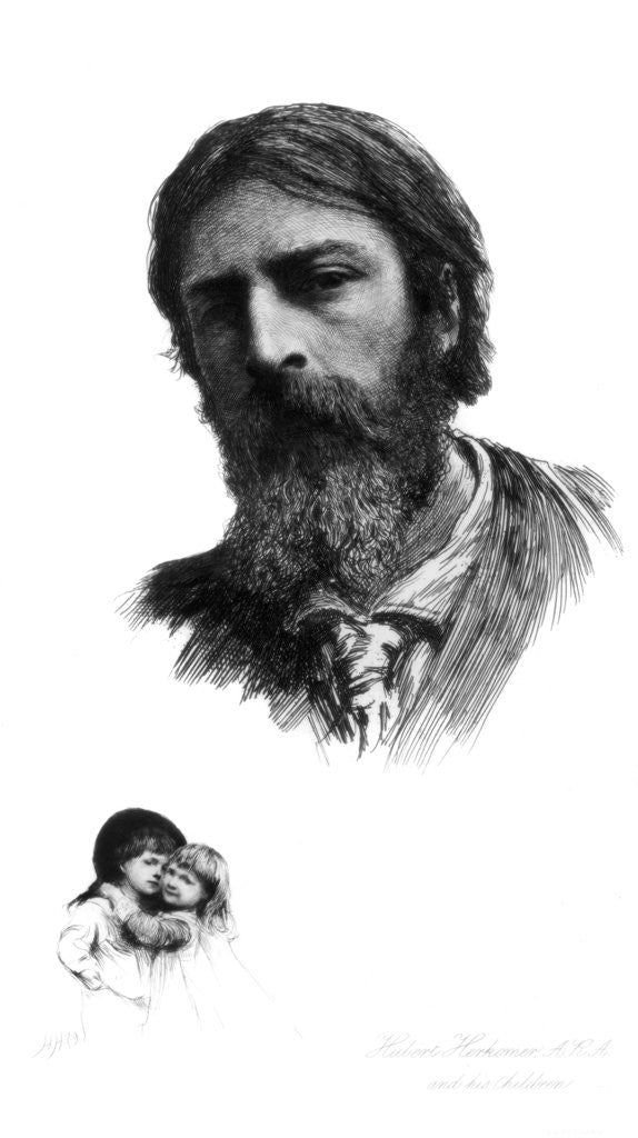 Detail of Hubert Herkomer, German born British artist, and his children by Hubert von Herkomer