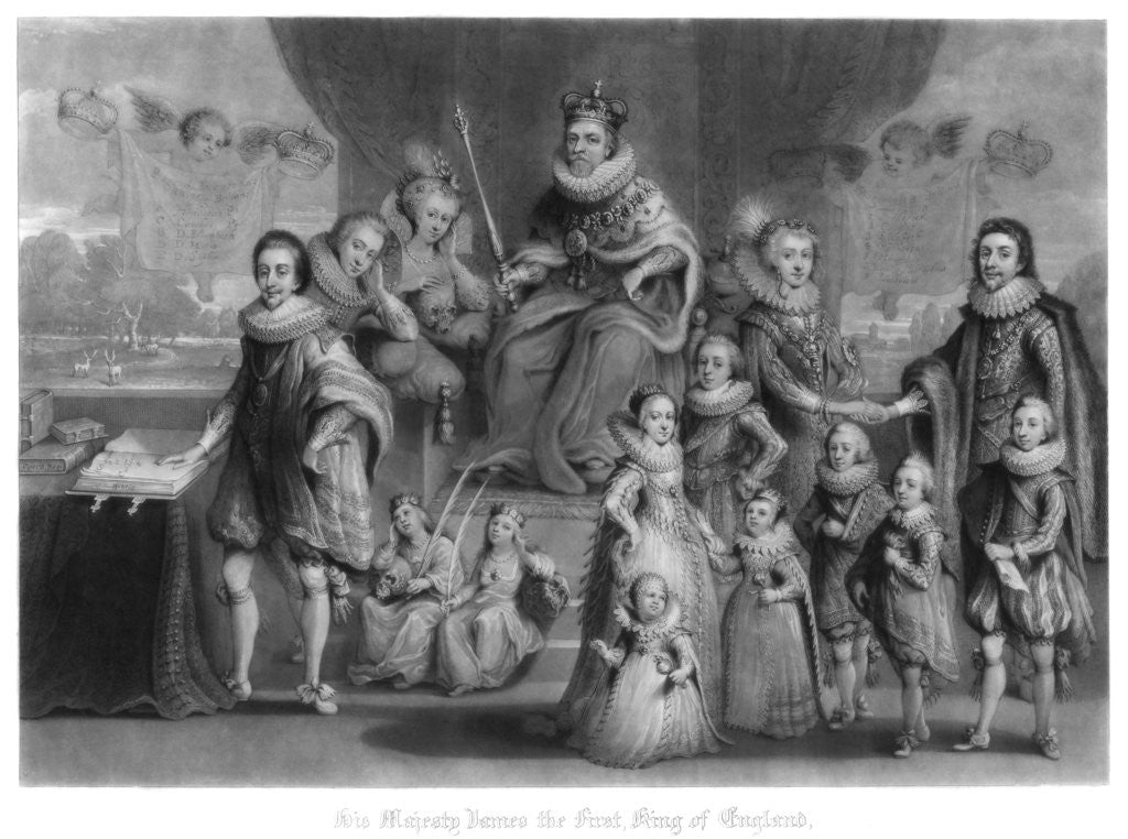Detail of The family of King James I of England, Scotland and Ireland by Charles Turner