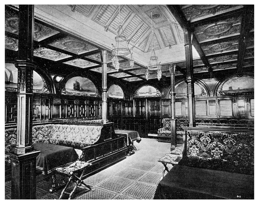 Detail of First class smoking room on board the P&O steamship SS 'India' by Anonymous