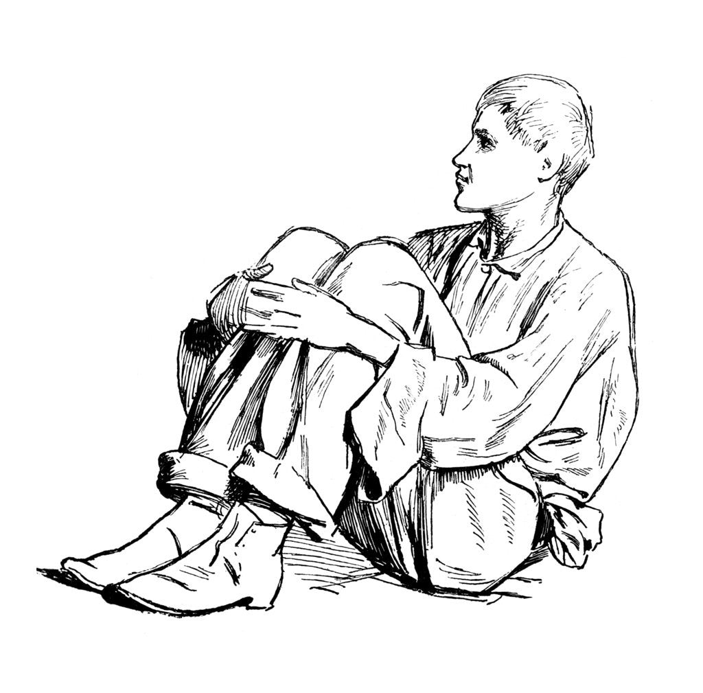 Detail of Study of a seated man by Anonymous