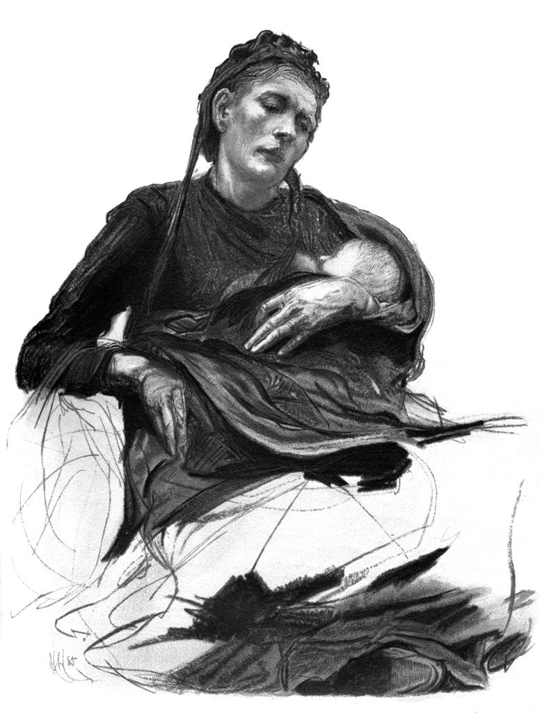 Detail of Study of a woman holding a baby by Anonymous