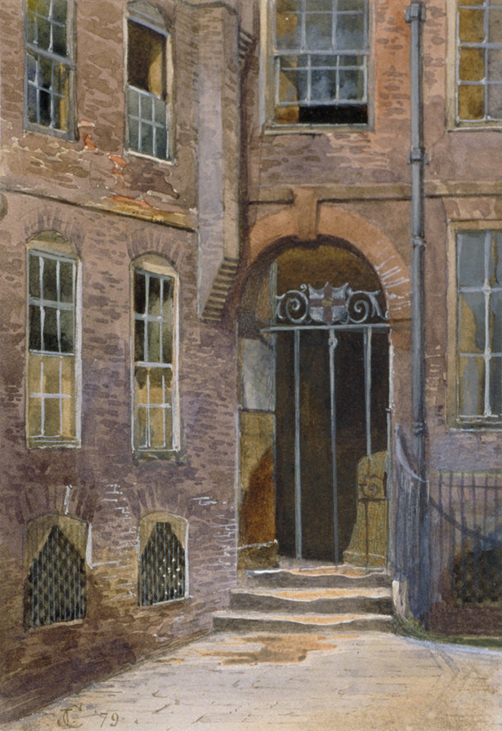 Detail of View of a gate in Elm Court, Inner Temple, London by John Crowther