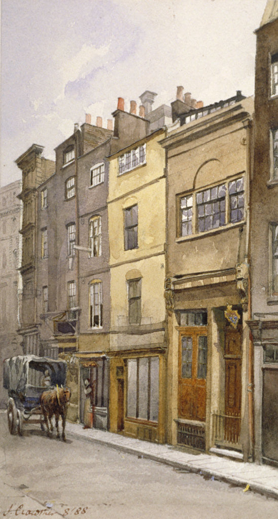 Detail of View of the parish clerk's hall, Silver Street, London by John Crowther