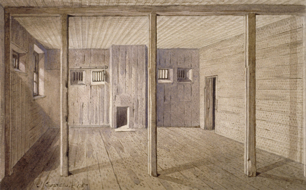 Detail of Interior view of White Lyon Prison, Borough High Street, Southwark, London by John Crowther