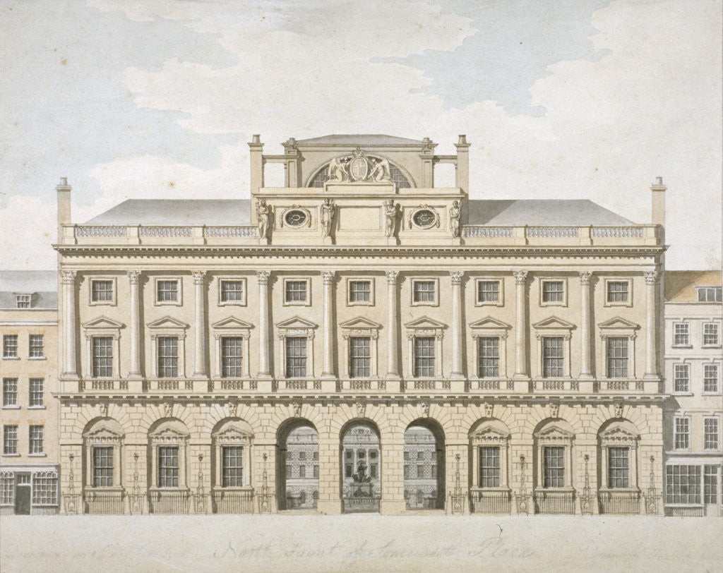 Detail of View of the north front of Somerset House in the Strand, Westminster, London by John Pass