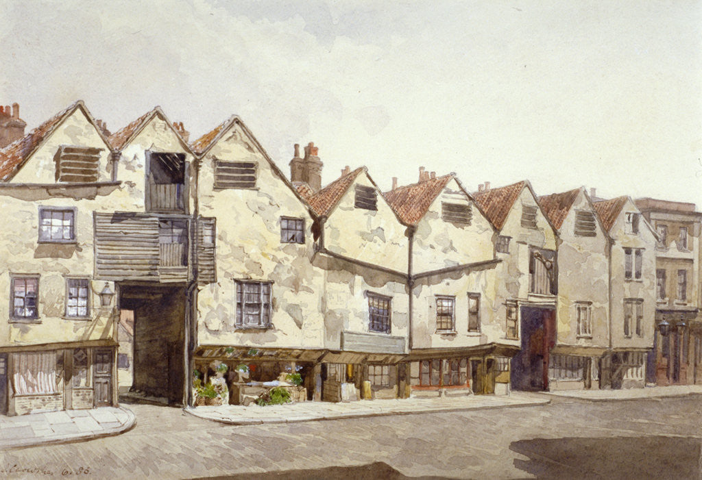 Detail of View of shops and houses, Bermondsey Street, Bermondsey, London by John Crowther