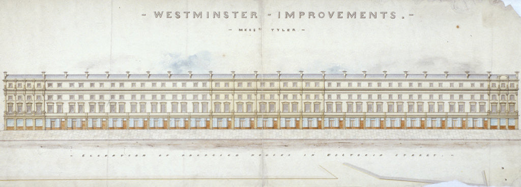 Detail of Elevation of proposed houses in Victoria Street, Westminster, London by Tyler