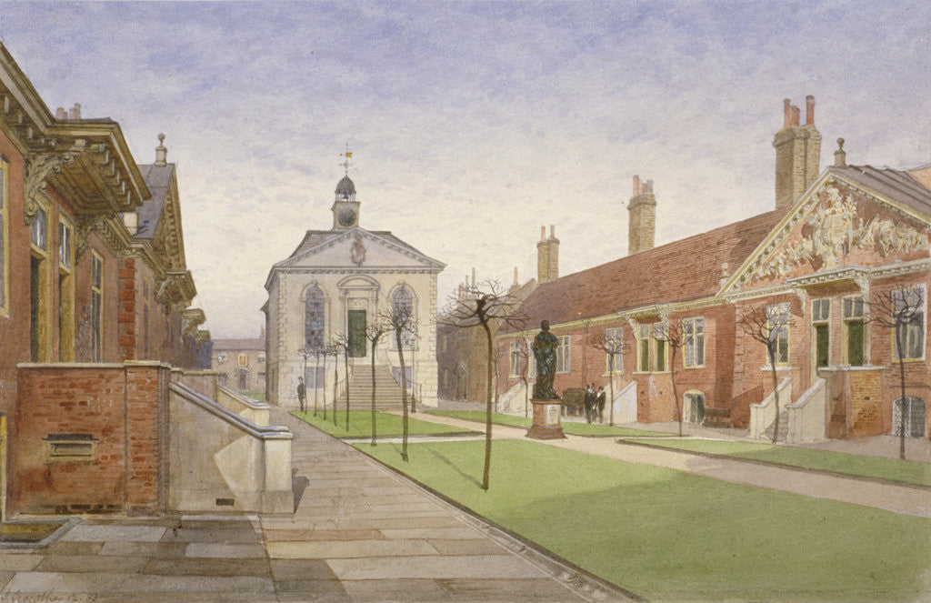 Detail of Trinity Almshouses and Trinity Chapel, Mile End Road, Stepney, London by John Crowther