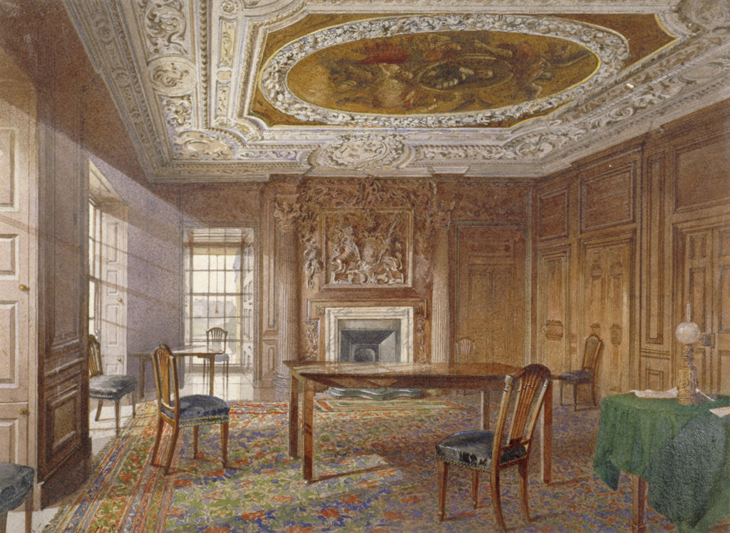 Detail of Interior view of the Oak Room, New River Head, Finsbury, London by John Crowther