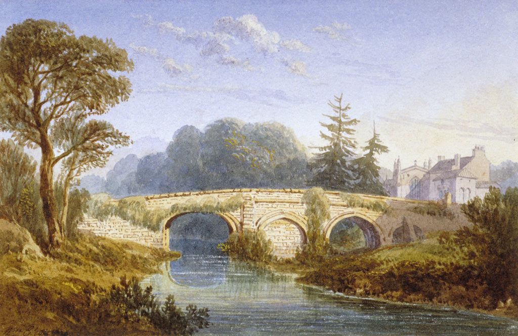 Detail of View of Eltham Bridge near Eltham Palace, Woolwich, Greenwich, London by William Crouch