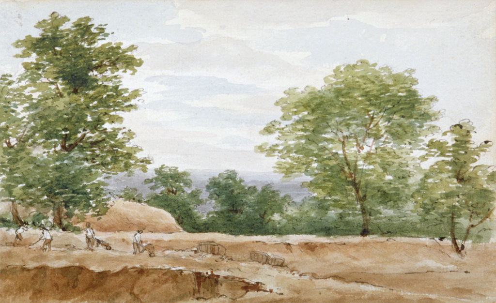 Detail of View from the excavations of Highgate Tunnel, London by George Arnald