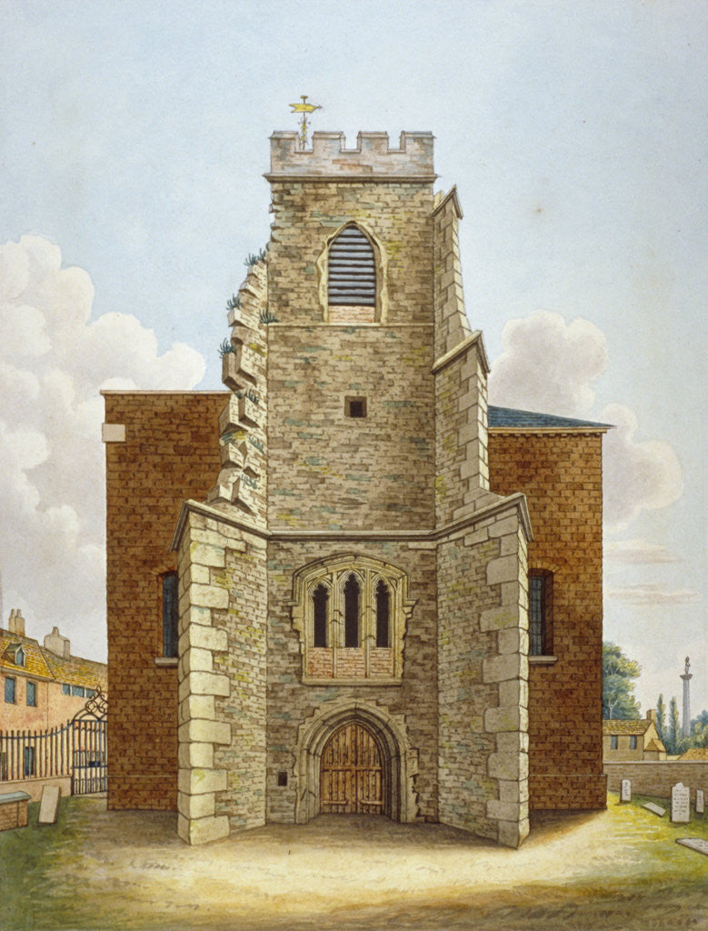 Detail of The original tower of the Church of St Lawrence, Brentford, Middlesex by Anonymous