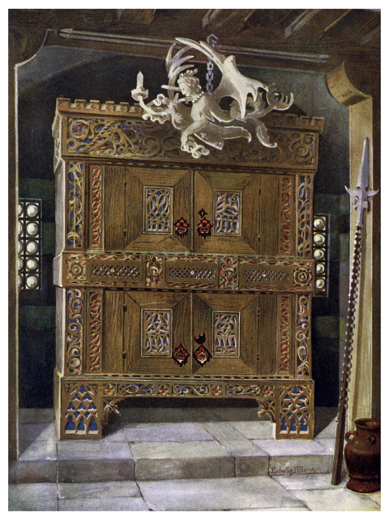 Detail of Late Gothic schrank by Edwin Foley