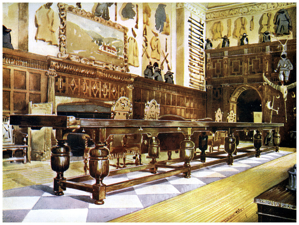 Detail of Shovelboard table in the hall of Littlecote by Edwin Foley