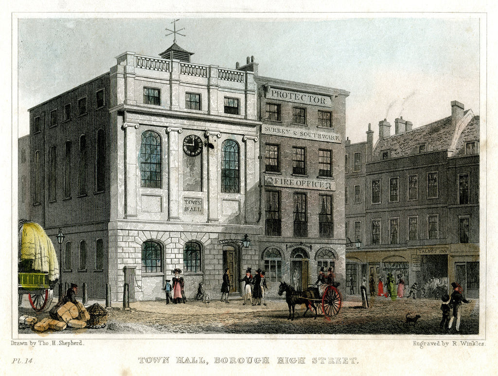 Detail of Town Hall, Borough High Street, Southwark, London by R Winkles