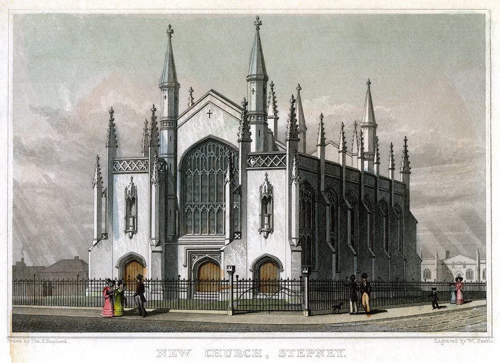 Detail of New Church, Stepney, London by William Deeble