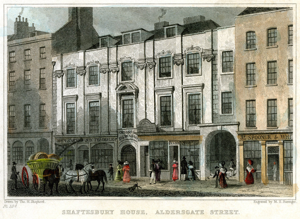 Detail of Shaftesbury House, Aldersgate Street, City of London by MS Barenger