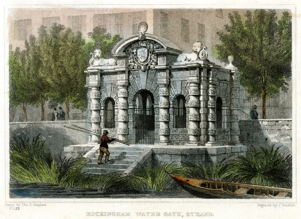 Detail of Buckingham Water Gate, Strand, Westminster, London by J Henshall