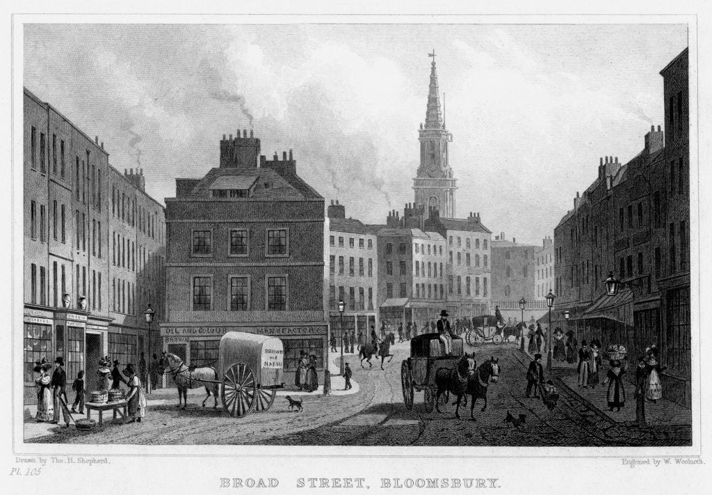 Detail of Broad Street, Bloomsbury, London by William Woolnoth