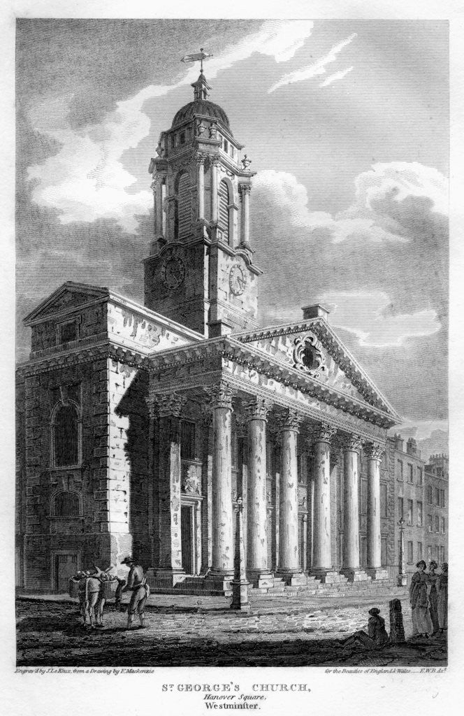 Detail of St George's Church, Hanover Square, Westminster, London by John Le Keux